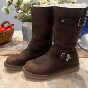 UGG Kensington Womens Moto Biker Boots Size 6 Brown 5678